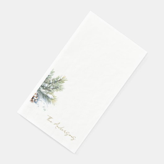 Winter gebladerte gepersonaliseerd vakantiescript servet (Hoek)