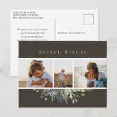 Winter gebladerte Kerst Foto Collage Grijs Feestdagenkaart (Voorkant / Achterkant)