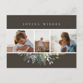 Winter gebladerte Kerst Foto Collage Grijs Feestdagenkaart