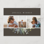 Winter gebladerte Kerst Foto Collage Grijs Feestdagenkaart (Voorkant)