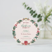 Winter gebladerte kerstcadeaus krans kaart (Staand voorkant)