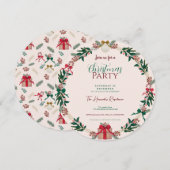 Winter gebladerte kerstcadeaus krans kaart (Voorkant / Achterkant)