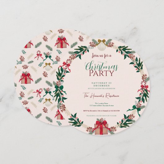 Winter gebladerte kerstcadeaus krans kaart (Voorkant / Achterkant)