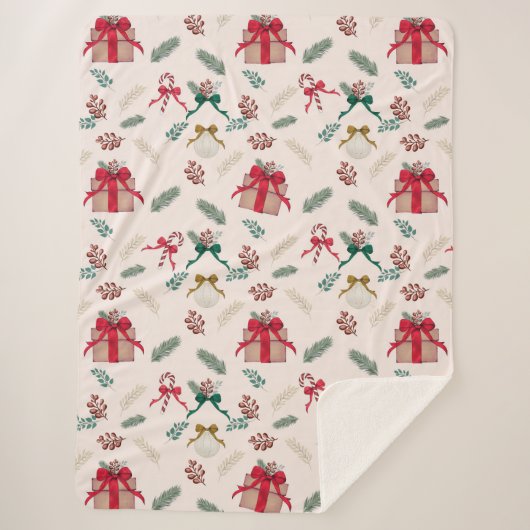Winter gebladerte kerstcadeaus sherpa deken (Voorkant)