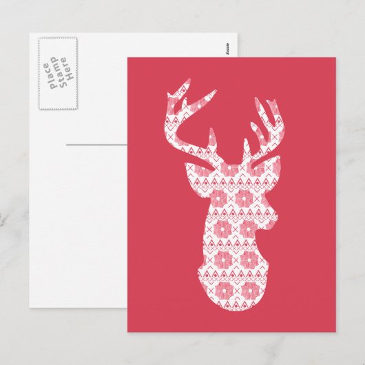 Winter gebreide kerst rendier Briefkaart (Voorkant / Achterkant)
