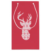 Winter gebreide kerst rendier geschenk tas klein cadeauzakje (Achterkant)