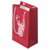 Winter gebreide kerst rendier geschenk tas klein cadeauzakje (Voorkant Gekanteld)