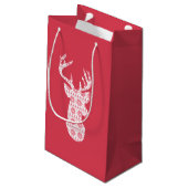 Winter gebreide kerst rendier geschenk tas klein cadeauzakje (Achterkant Gekanteld)