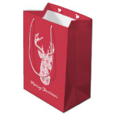 Winter gebreide kerst rendier geschenk tas medium cadeauzakje (Achterkant Gekanteld)