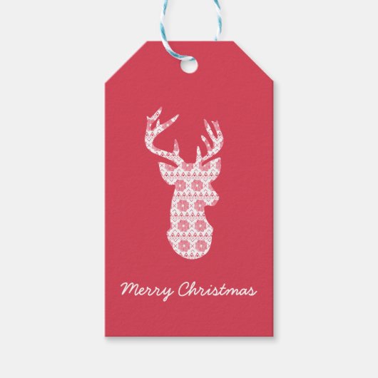Winter gebreide kerst rendieren cadeau Labels Cadeaulabel (Voorkant)
