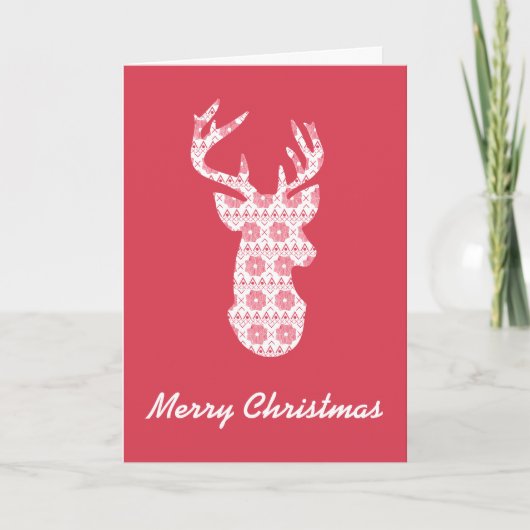 Winter gebreide kerst rendieren gevouwen Kaart (Voorkant)
