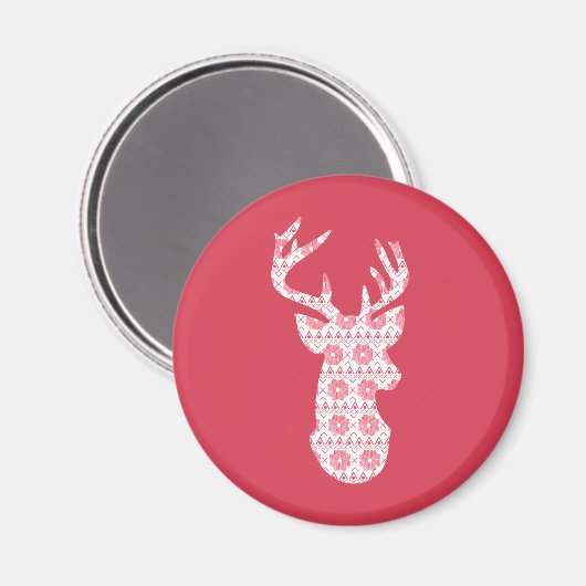 Winter gebreide kerst rendieren magneet (Voorkant / Achterkant)