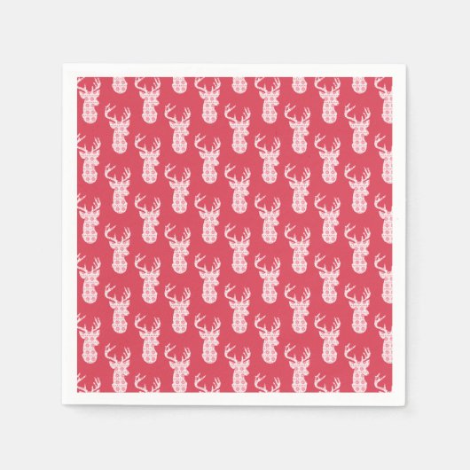 Winter gebreide kerst rendieren papier servetten (Voorkant)