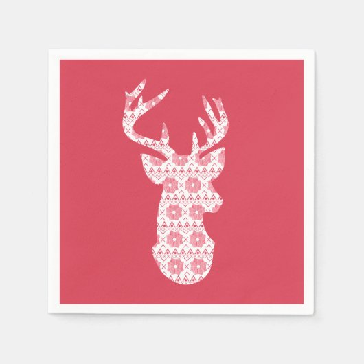 Winter gebreide kerst rendieren papier servetten (Voorkant)
