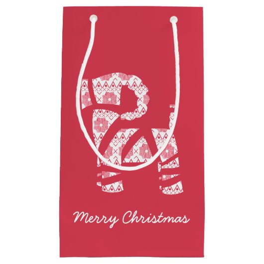 Winter gebreide Kerstmis Yule Bock Gift Bag Klein Cadeauzakje (Voorkant)