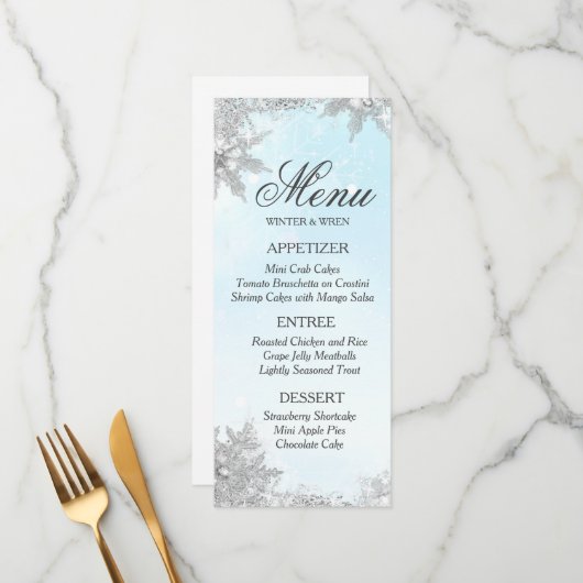 Winter Gebroken Sneeuwvlok Menu (Voorkant / Achterkant in situ)