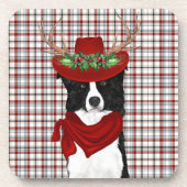 Winter Gedekte Border Collie Westerne Play Holiday Bier Onderzetter (Voorkant)