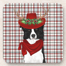 Winter Gedekte Border Collie Westerne Play Holiday Bier Onderzetter