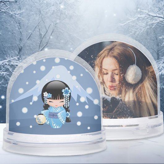 Winter Geisha Girl Custom Photo Snow Globe Sneeuwbol