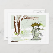 Winter Geisha Kat Briefkaart (Voorkant / Achterkant)