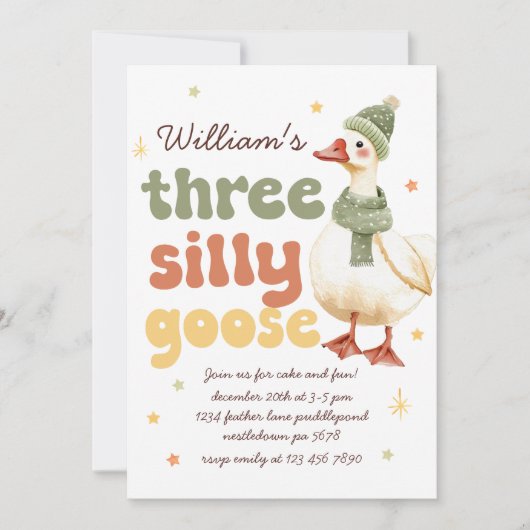 Winter Gekke Gans Kerstgroen 3e Verjaardag Kaart (Voorkant)