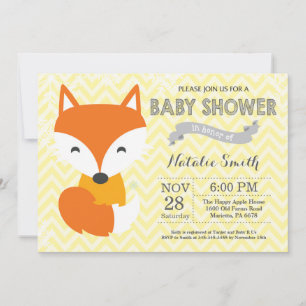 Winter Gele Vos Baby Shower Uitnodiging