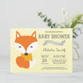 Winter Gele Vos Baby Shower Uitnodiging (Staand voorkant)