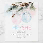 Winter Gender onthullen Baby shower Wijnlabel set Wijn Etiket (Enkel label)