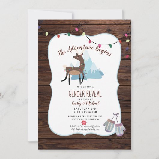 Winter Gender onthullend Uitnodigingsavontuur begi Kaart (Voorkant)