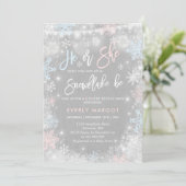 Winter Gender onthullend Uitnodigingsritueel Baby  Kaart (Staand voorkant)
