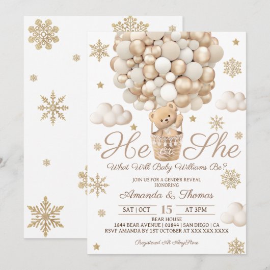 Winter Gender Reveal Beer thema Kaart (Voorkant / Achterkant)