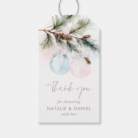 Winter Gender Reveal Dank u Label Cadeaulabel (Voorkant)