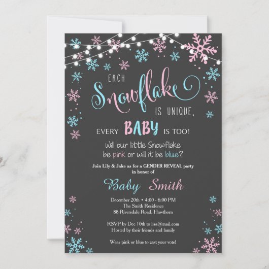 Winter Gender Reveal Invitation Kaart (Voorkant)