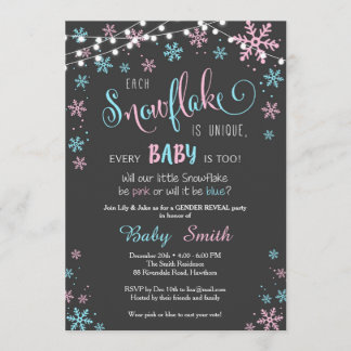 Winter Gender Reveal Invitation Kaart