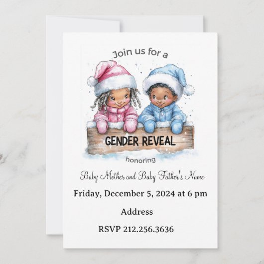 Winter Gender Reveal Invitation Kaart (Voorkant)