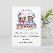 Winter Gender Reveal Invitation Kaart (Staand voorkant)