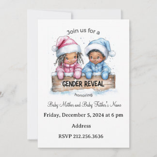 Winter Gender Reveal Invitation Kaart