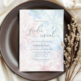Winter Gender Reveal Party Roze Blauwe Sneeuwvlok Kaart