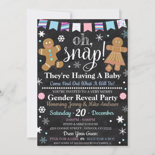 Winter Gender Reveal Party Uitnodiging (Voorkant)