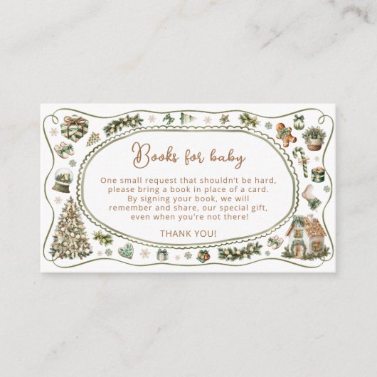 Winter Genderneutraal Baby shower Boeken voor Baby Informatiekaartje (Voorkant)