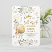 Winter Genderneutrale Baby shower uitnodiging (Staand voorkant)