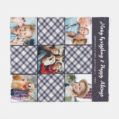 Winter Gepersonaliseerde Blauw Grijs Geplakt Fotoc Fleece Deken (Voorkant (Horizontaal))