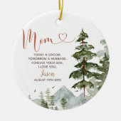 Winter gepersonaliseerde bruids bruidsjonker bruid keramisch ornament (Voorkant)