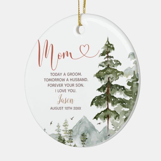 Winter gepersonaliseerde bruids bruidsjonker bruid keramisch ornament (Links)