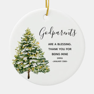 Winter Gepersonaliseerde peetouders Kerstmis Keramisch Ornament