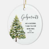 Winter Gepersonaliseerde peetouders Kerstmis Keramisch Ornament (Links)