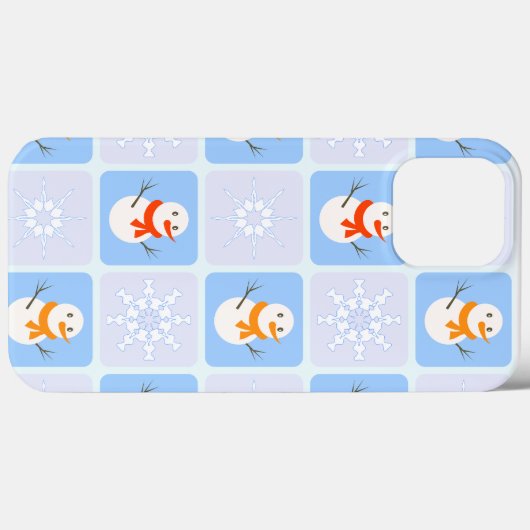 Winter geruit patroon sneeuwman en sneeuwvlokken Case-Mate iPhone case (Achterkant (horizontaal))