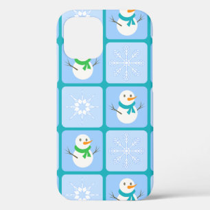 Winter geruit patroon sneeuwman en sneeuwvlokken Case-Mate iPhone case