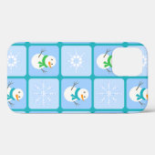 Winter geruit patroon sneeuwman en sneeuwvlokken Case-Mate iPhone case (Achterkant (horizontaal))