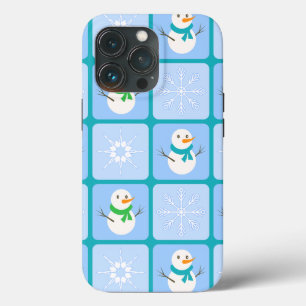 Winter geruit patroon sneeuwman en sneeuwvlokken Case-Mate iPhone case